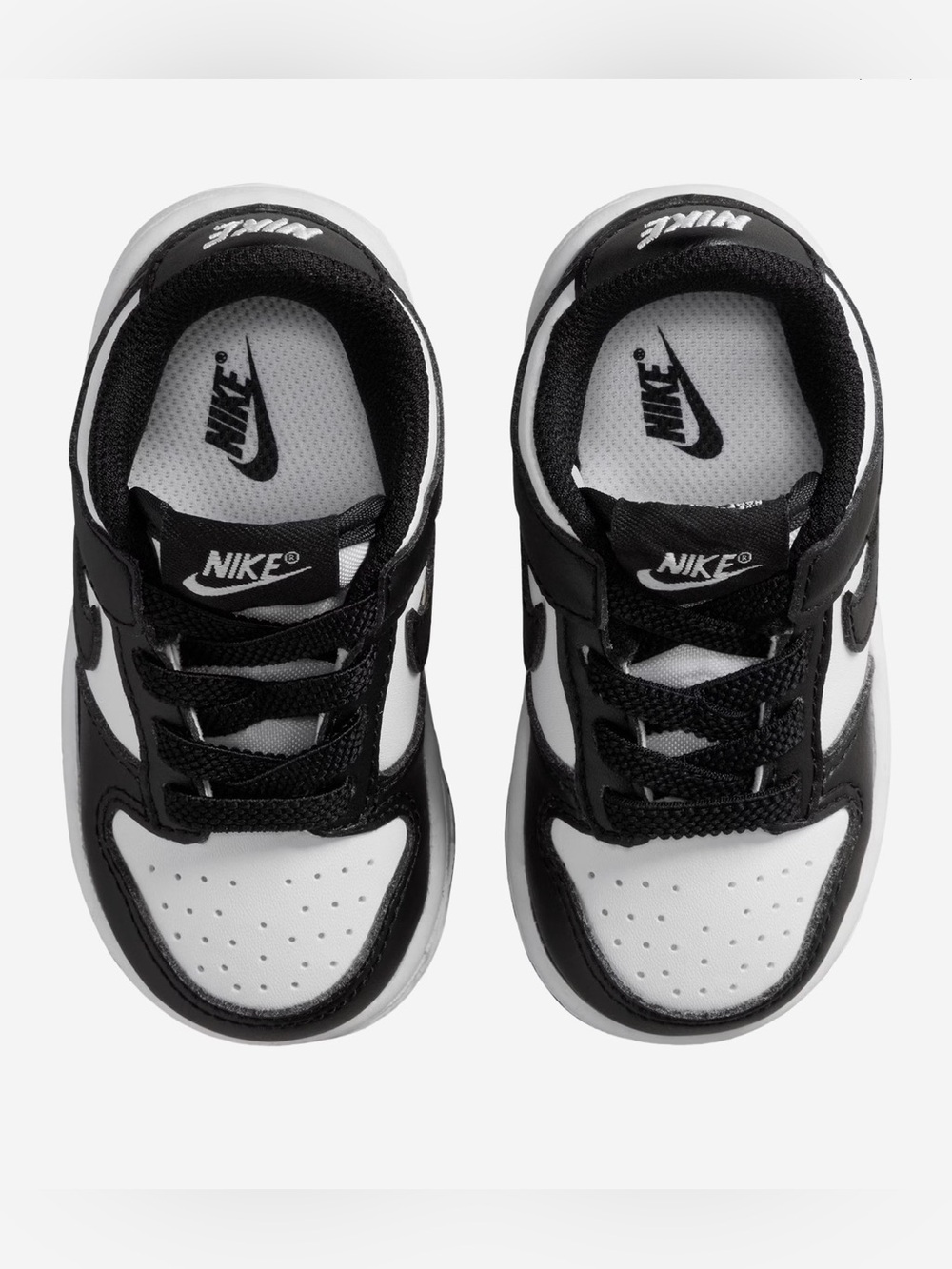 Nike Kids Black and White Low-Top Sneakers with Hook-and-Loop Strap